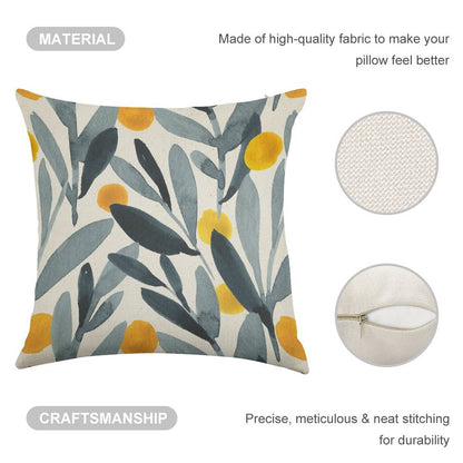 Indigo Mustard Linen Throw Pillow Cover