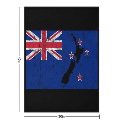 New Zealand Flag Silhouette Throw Blanket