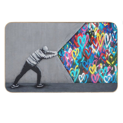 Behind The Curtain Graffiti Hearts Spray Paint Art Bath Mat