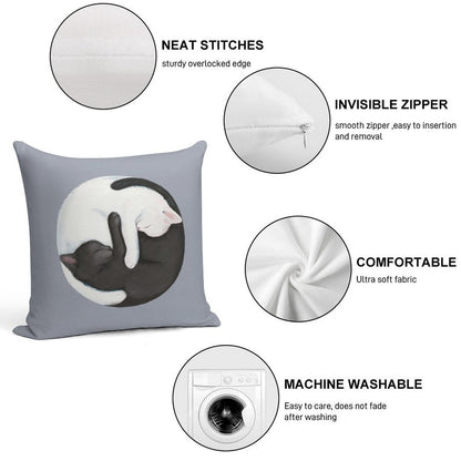 Yin Yang Balancing Cats Soft Bedroom Essential Throw Pillow