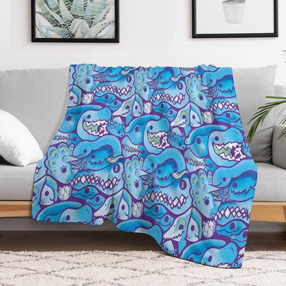 Dinosaur Pattern in Blue Throw Blanket