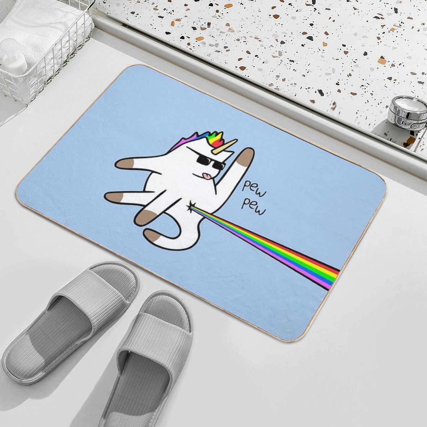Unicorn Cat Rainbow Butt Laser Bath Mat