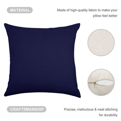 Navy Blue Solid Color Linen Throw Pillow Cover