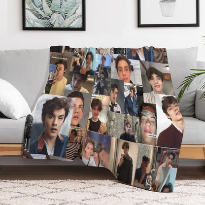 Louis Partridge Collage Phone Case Throw Blanket