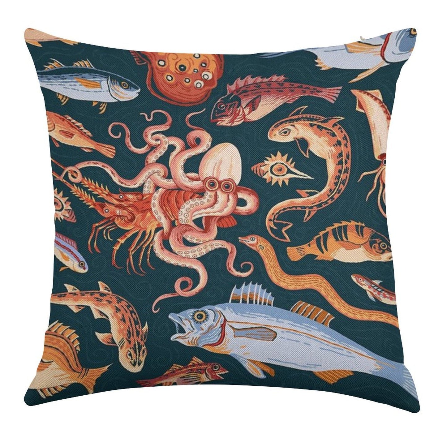 Pompeii Marine Mosaic Linen Throw Pillow Cover