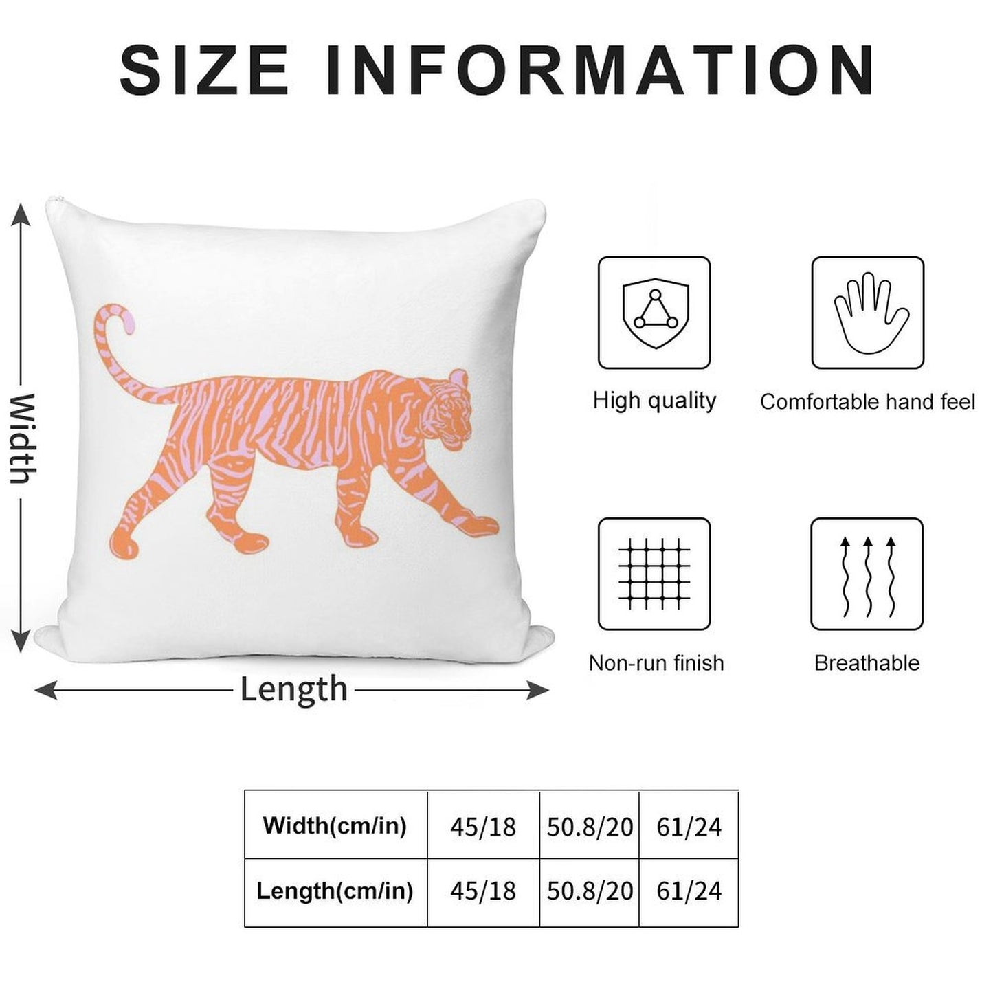 Orange And Pink Tiger Soft Multiple Sizes Throw Pillow