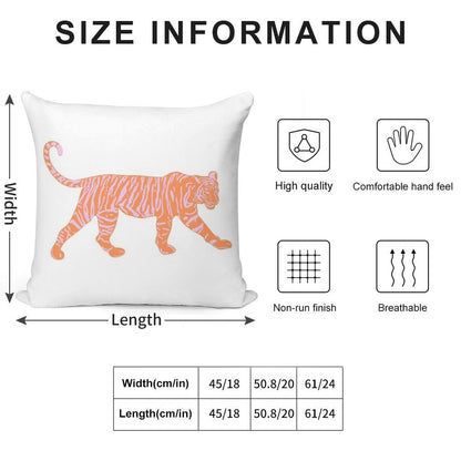 Orange And Pink Tiger Soft Multiple Sizes Throw Pillow