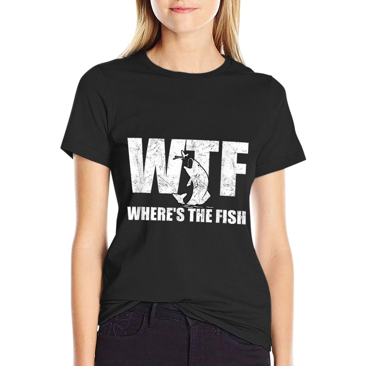 WTF Where&#39;s The Fish Men&#39;s Funny Fishing Gifts Fathers Day T-Shirt