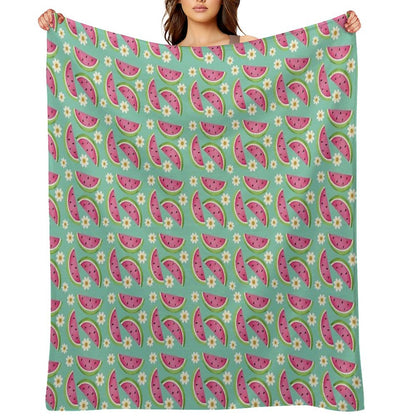 Watermelons And Daisies Throw Blanket