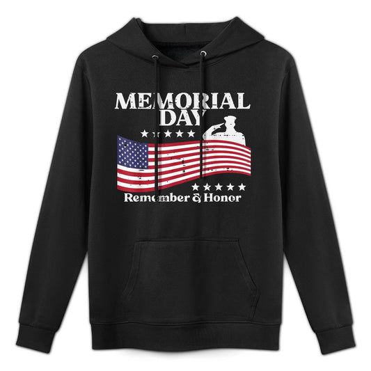 Memorial Day USA Remember Honor Patriot Men Women Kids Shrink-Resistant Hoodie