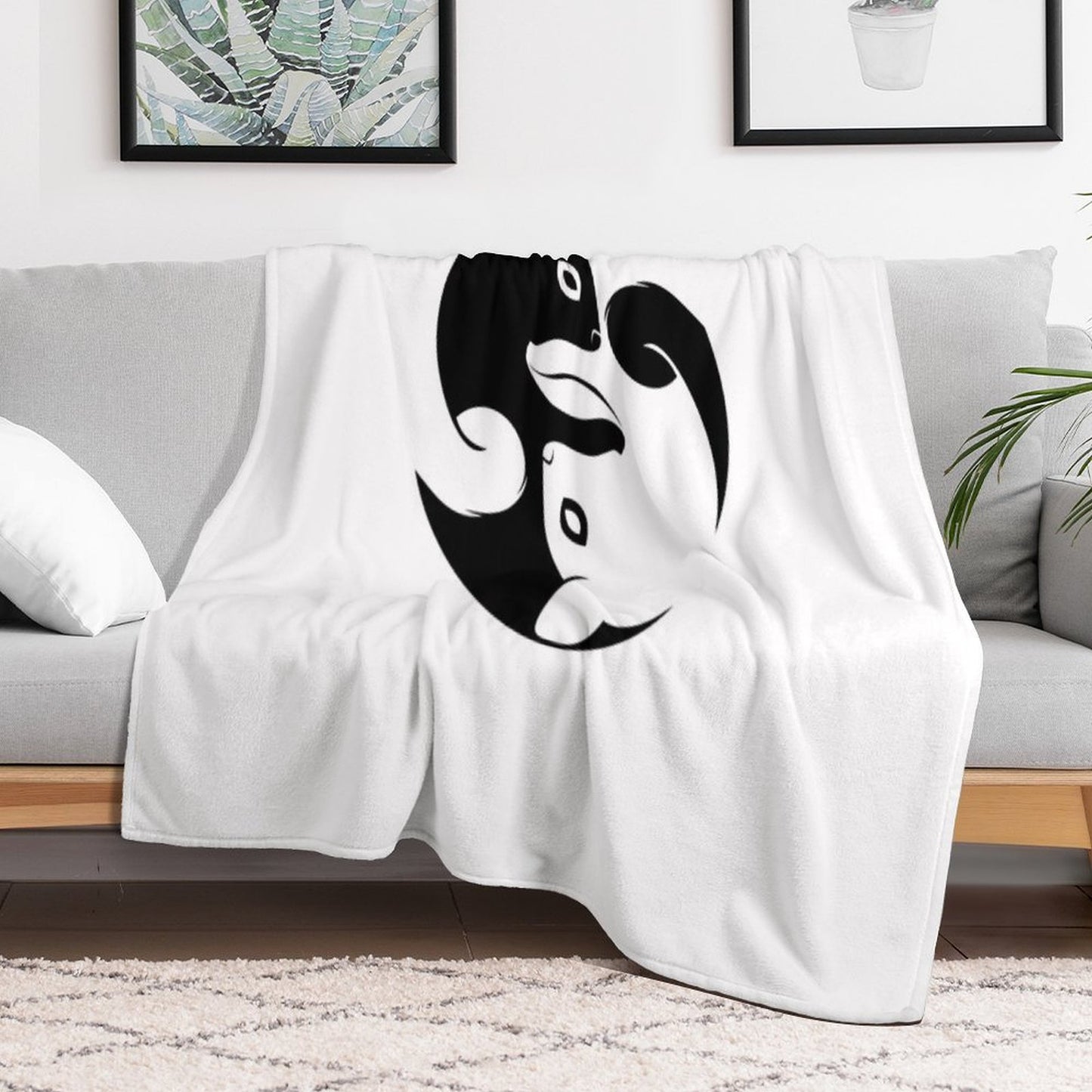 Yin Yang Squirrel - Zen Yoga Symbol Throw Blanket
