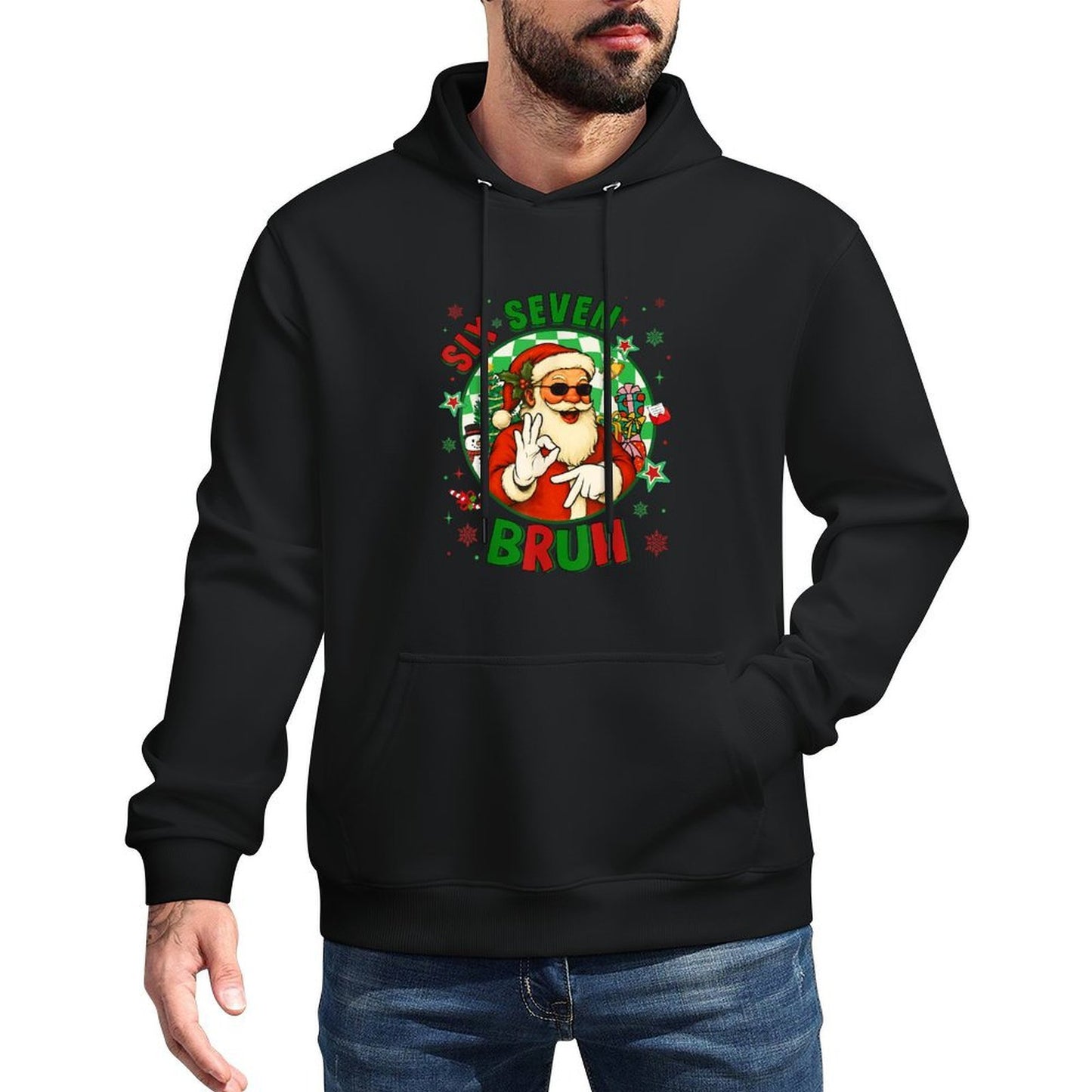 Funny Six Seven Bruh Santa Meme 67 Christmas Boy Girl Kid Customizable Surface Hoodie