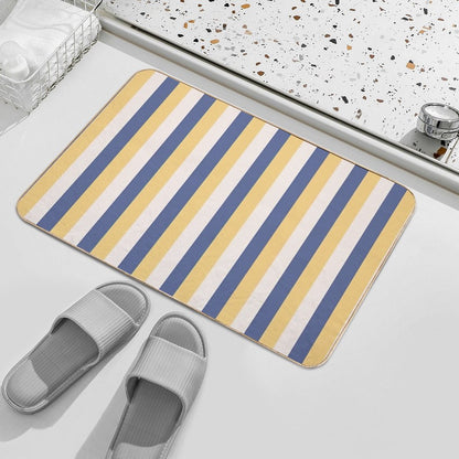 Blue Yellow Stripes - Striped Bath Mat