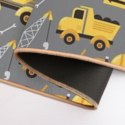 Construction Trucks on Gray  Easy Maintenance Bath Mat