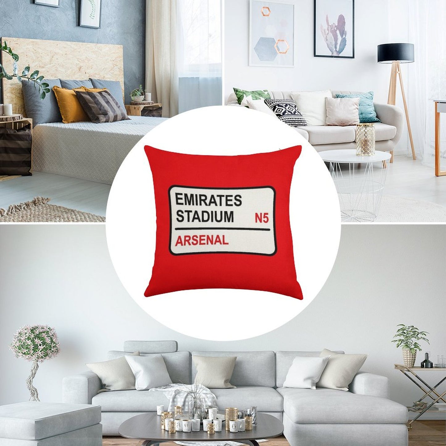 Emirates Stadium Football Sign Linen Throw Pillow Cover