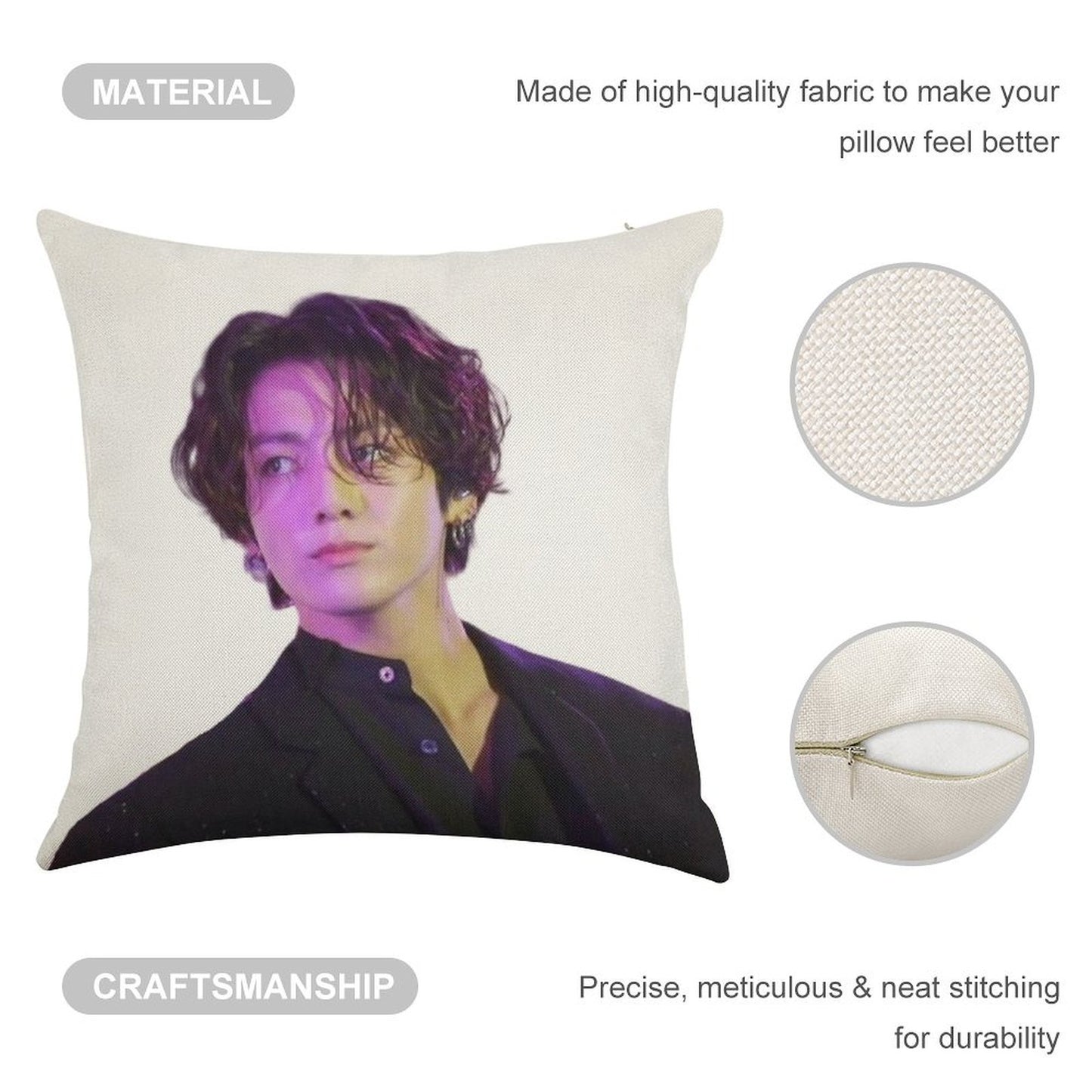 Long Hair JK Linen Throw Pillow Cover