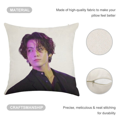 Long Hair JK Linen Throw Pillow Cover