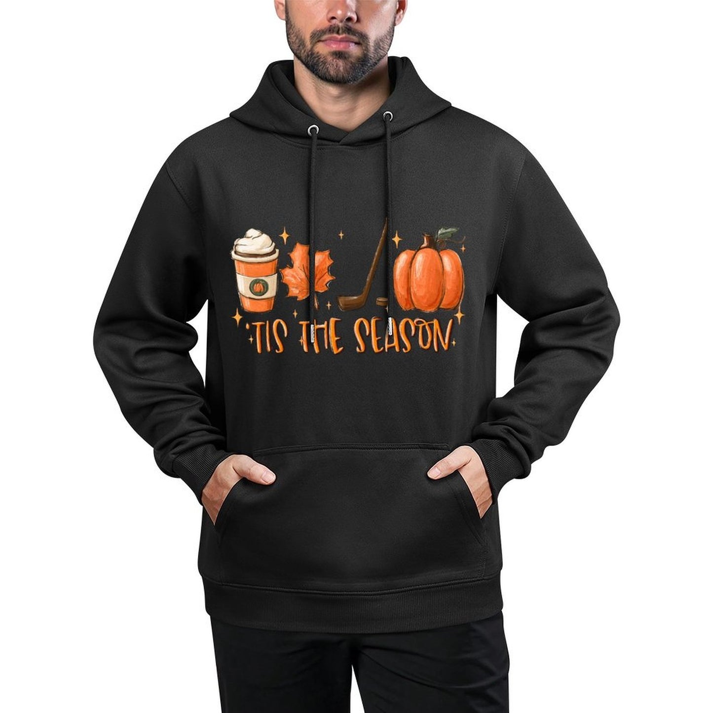 Tis The Season Hockey Latte Leaves Hello Pumpkin Halloween Sweatshirt Moisture-Wicking Hoodie