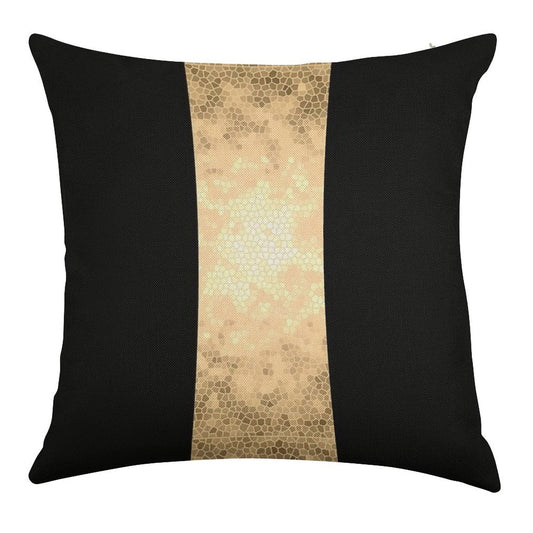 Elegant Gold And Black Design Linen Throw Pillow Cover