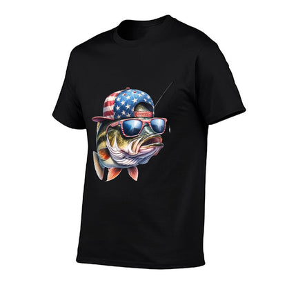 Funny Fishing & Fisherman Gift American Flag T-Shirt