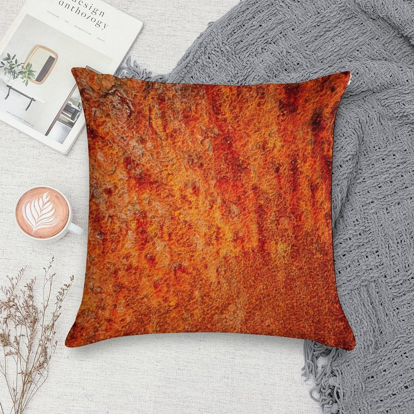 Burnt Orange Soft Skin-Friendly Throw Pillow