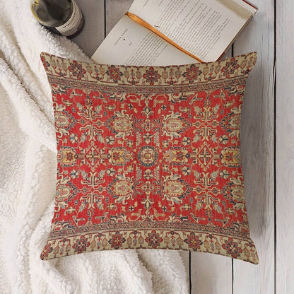 Turkish Carpet Linen Throw Pillow Cover