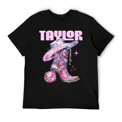 Taylor Outfit Disco Pink Cowgirl Shirt Womenn Girls Name T-Shirt