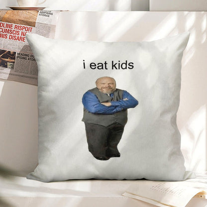 Bertram Eats Kids Linen Throw Pillow Cover