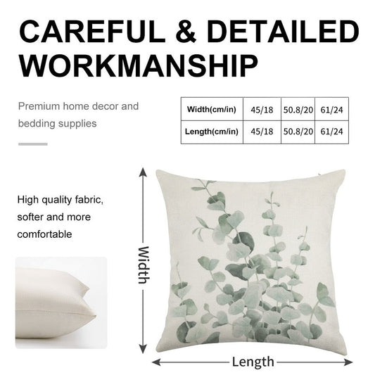 Standing Eucalyptus Leaves Linen Throw Pillow Cover