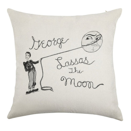 Moon Capture Linen Throw Pillow Cover