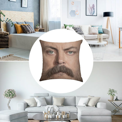 Ron Swanson  Nick Offerman Face Throw Pillow Linen Throw Pillow Cover