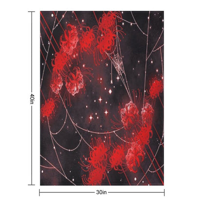 Galaxy Red Spider Lilies And Webs Throw Blanket