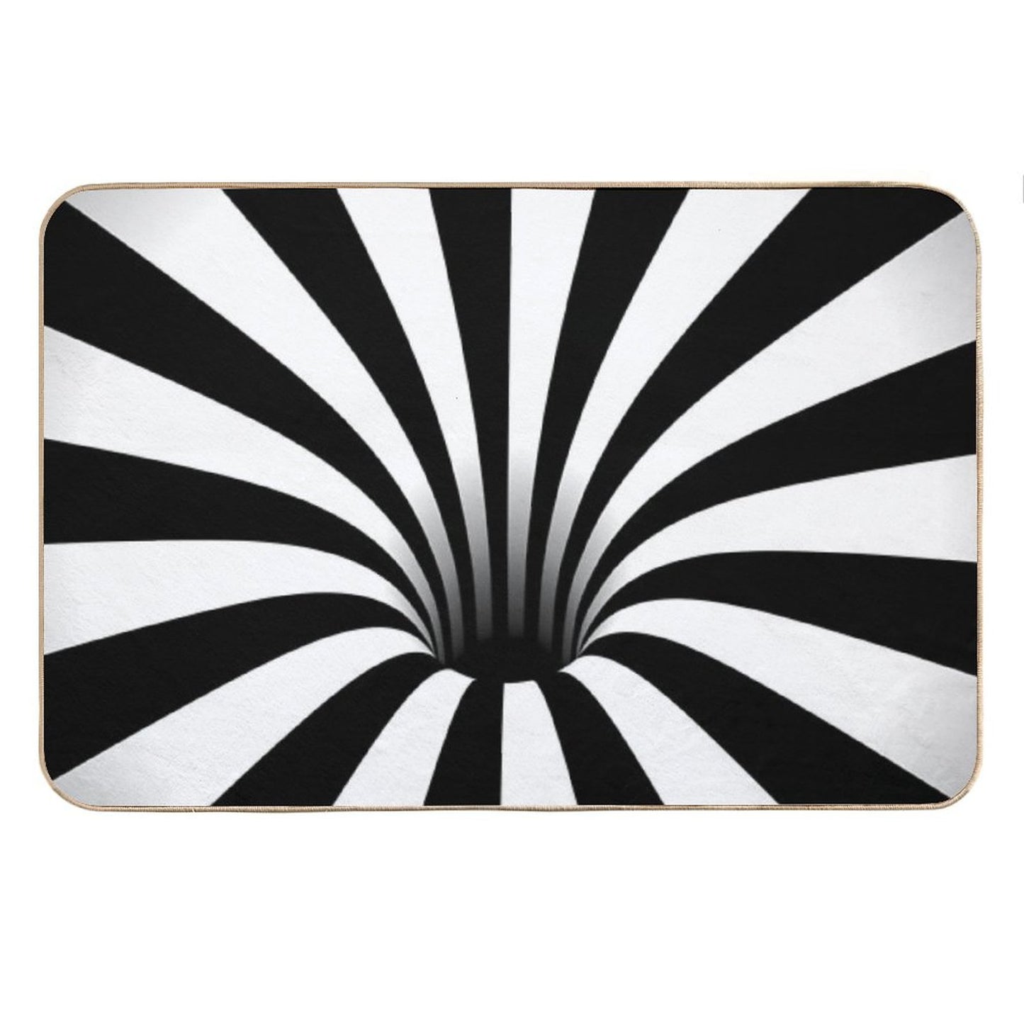 Optical Illusion Black Hole Lines (BlackWhite) Bath Mat