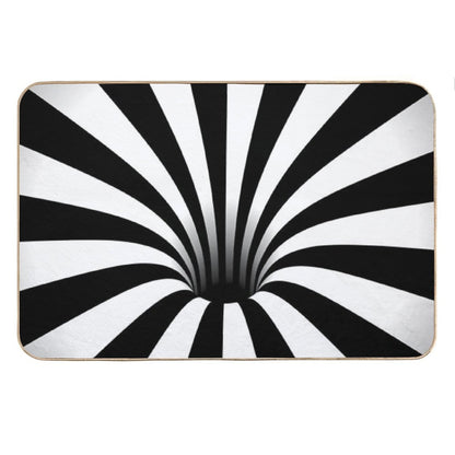 Optical Illusion Black Hole Lines (BlackWhite) Bath Mat