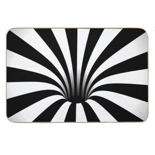 Optical Illusion Black Hole Lines (BlackWhite) Bath Mat