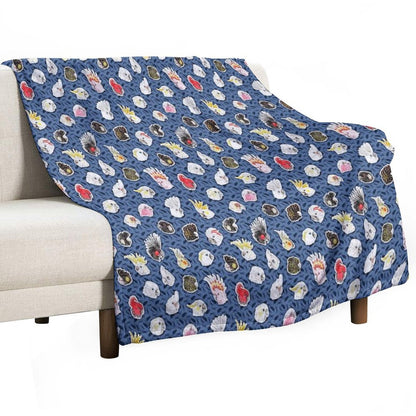 21 Cockatoos (in Dark Blue) Throw Blanket