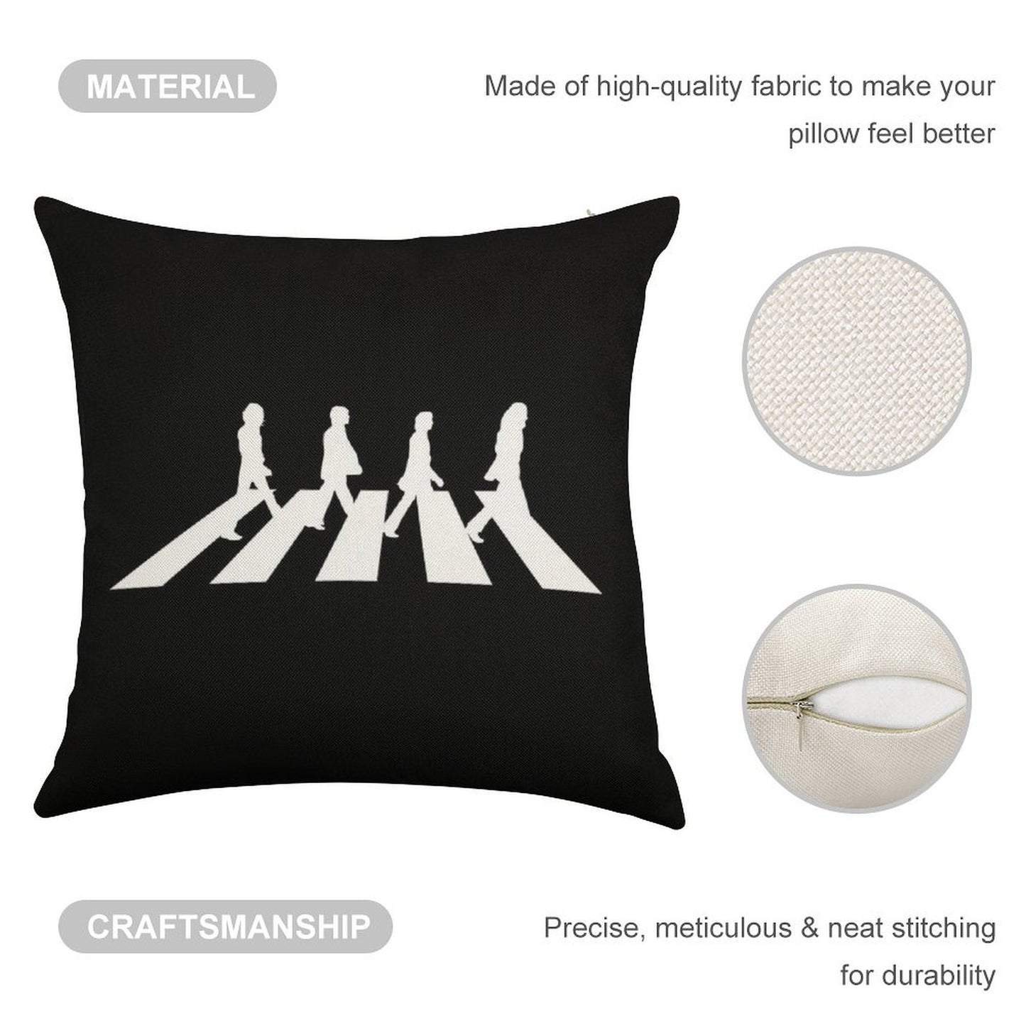 Minimalistic Abbey Road Linen Throw Pillow Cover