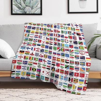 World Flags with Country Names Throw Blanket