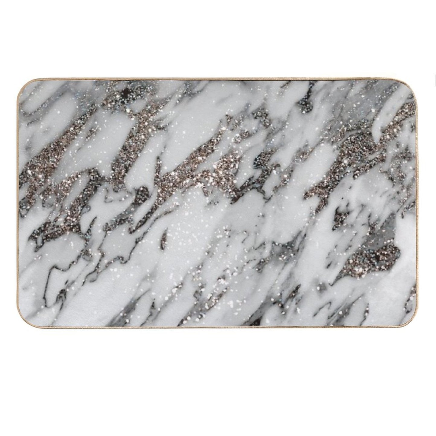 Classic White Marble Silver Glam #1 (Photo of Glitter Only - Not Reflective) Bath Mat