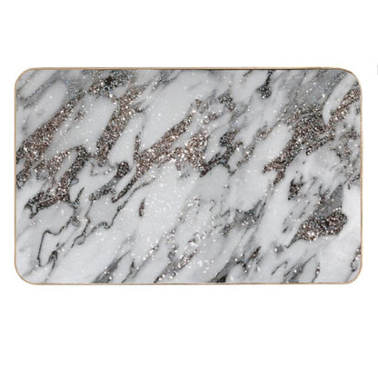 Classic White Marble Silver Glam #1 (Photo of Glitter Only - Not Reflective) Bath Mat