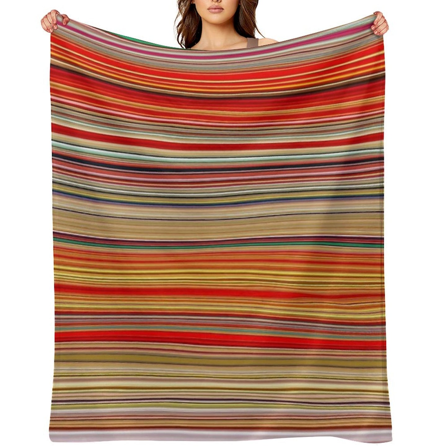 Red Yellow Fine Random Stripes Throw Blanket