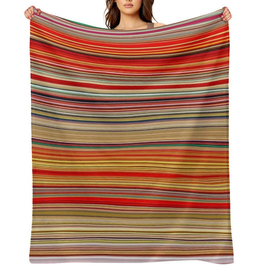 Red Yellow Fine Random Stripes Throw Blanket