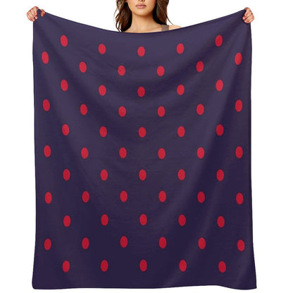 Small RED And NAVY BLUE Polka Dots Throw Blanket