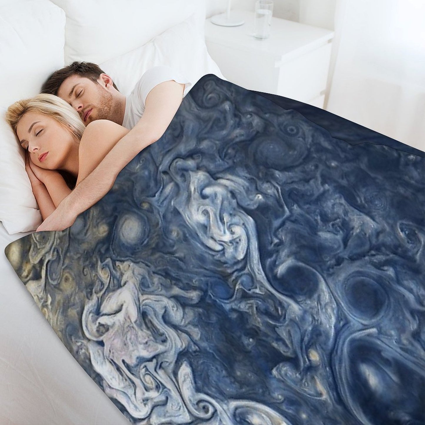 Swirling Blue Clouds of Planet Jupiter from Juno Cam Throw Blanket