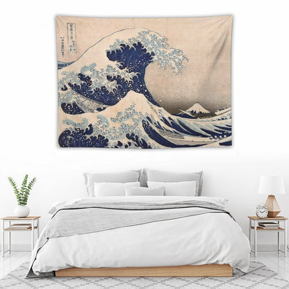 Classic Japanese Great Wave Off Kanagawa by Hokusai Wall Tapestry Traditional Version HD High Quality Tapestry