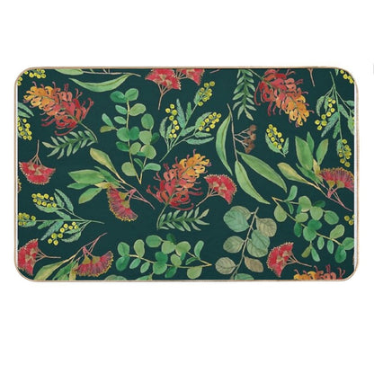 Australian Botanical Flowers And Foliage Eucalyptus Green Bath Mat