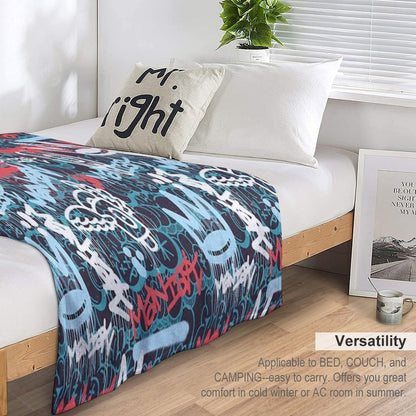 Maniak Tag & Throwie Patterned Print Throw Blanket