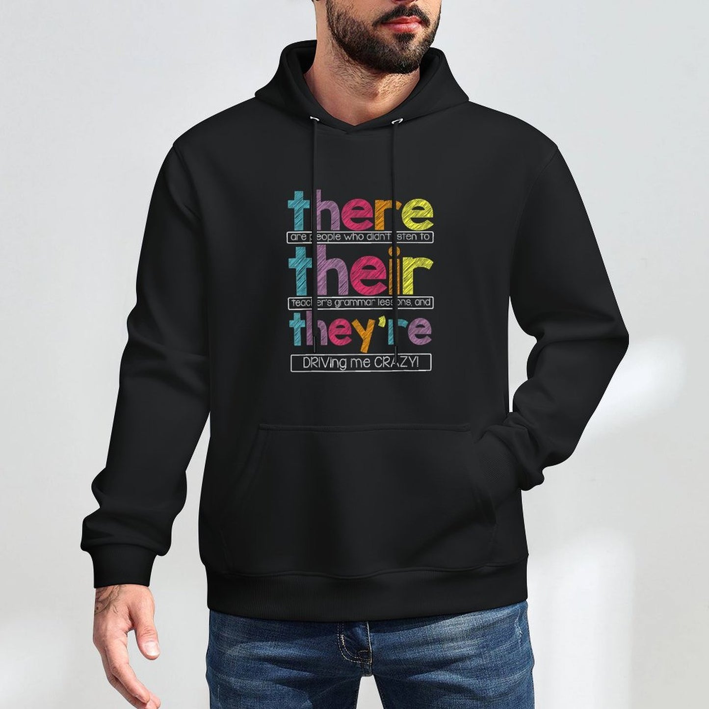 There Their Theyre English Grammar Teacher Funny Humor Kangaroo Pocket Hoodie