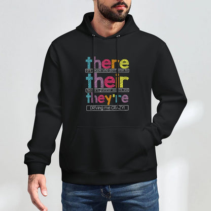 There Their Theyre English Grammar Teacher Funny Humor Kangaroo Pocket Hoodie