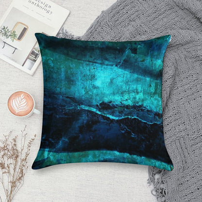 Beneath - Abstract in Navy Blue And Turquoise Soft Durable Construction Throw Pillow